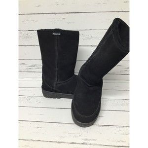 Bear Paw Sheepskin/Wool Lined Black Boots Womens Sz 9 Pull On